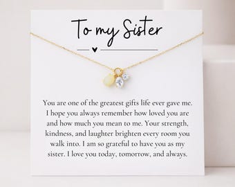 To My Sister Moonstone Necklace, Meaningful Sister Birthday Gift Jewelry, 14K Gold or S925 Silver