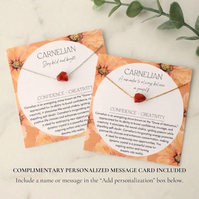 Raw Carnelian Necklace, Confidence Crystal Jewelry, Motivation Stone Gift image 3