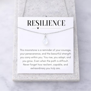 Resilience Moonstone Necklace, Your Rise You Adapt You Grow, Encouragement Jewelry Gift Silver