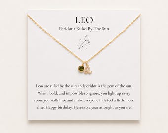 Leeuw sterrenbeeld ketting, peridot verjaardagscadeau, sieraad met geboortesteen van augustus voor dochter, astrologische bedelketting