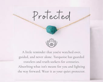 Turquoise Protection Necklace, Meaningful Spiritual Gift, Guardian Shield Crystal Jewelry