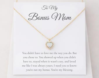 Bonus Mom Gift, Stepmom Opal Necklace, Mother's Day Gift for Stepmom, To My Bonus Mom Meaningful Jewelry from Stepdaughter