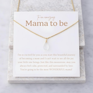 Mama To Be Moonstone Necklace, Expecting Mother's Day Jewelry, New Mom Baby Shower Gift