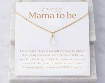 Mama To Be Moonstone Necklace, Expecting Mother's Day Jewelry, New Mom Baby Shower Gift
