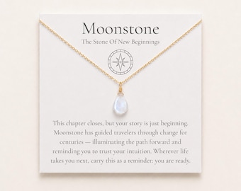 Moonstone New Beginnings Necklace, Graduation Jewelry Gift for Daughter, Your Story Is Just Starting, College Grad Jewelry