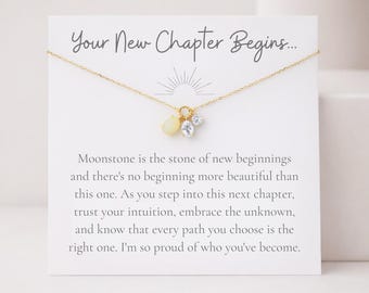 Mondstein Halskette für graduierte, neue Anfänge Geschenk, inspirierend Tochter Schmuck
