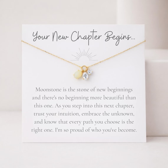 Moonstone Necklace for Graduate, New Beginnings Graduation Gift, Inspirational Daughter Jewelry