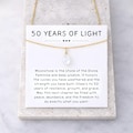 50 Years of Light Moonstone Necklace, 50th Birthday Gift for Mom, Turning Fifty Jewelry