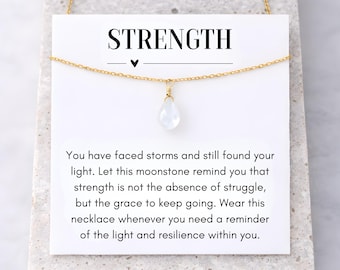 Strength Moonstone Necklace, Resilience Gift, You Are Strong Jewelry