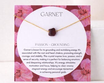 Garnet Necklace, January Birthstone Jewelry Gift, Raw Crystal Necklace for Grounding Energy