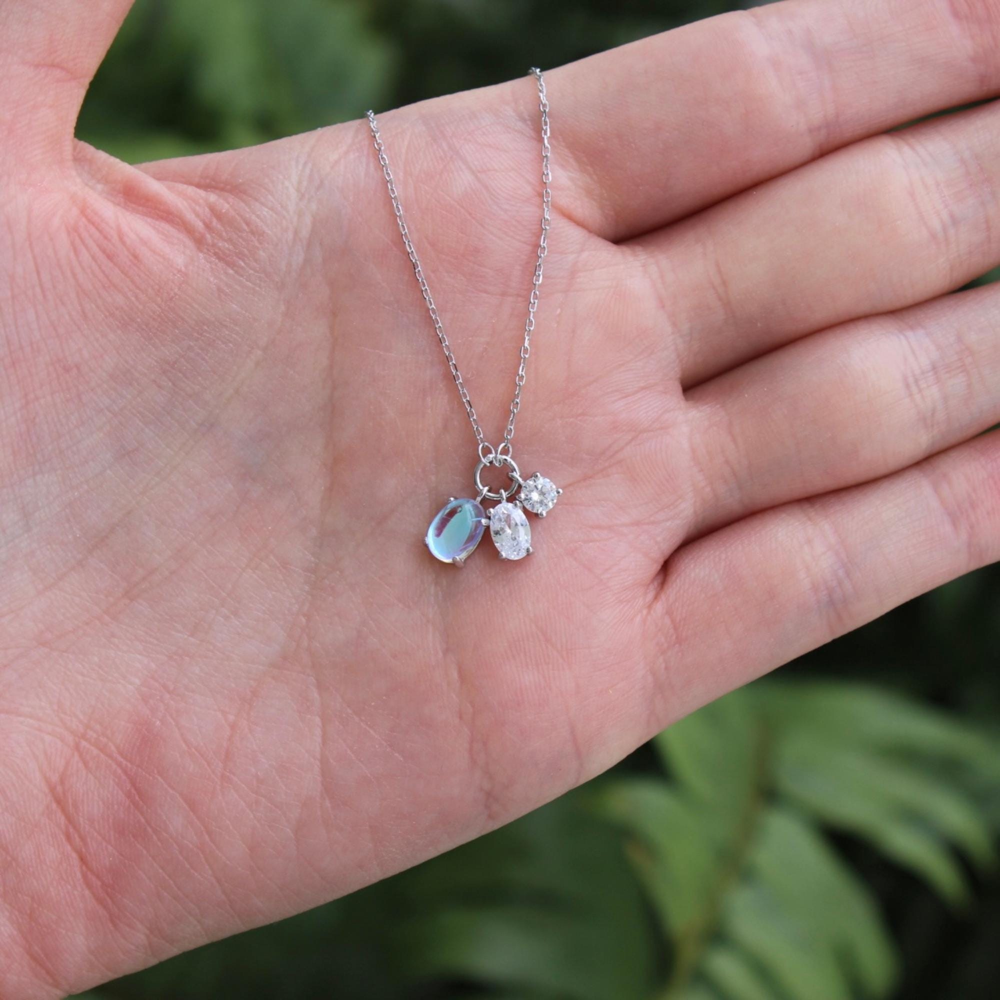 Herkimer Diamond and Rainbow Moonstone Sterling Silver Necklace :) : r
