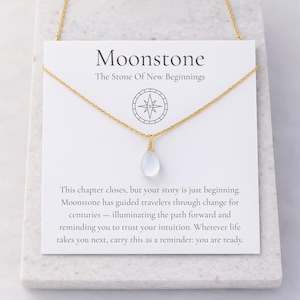 Moonstone New Beginnings Necklace for Graduation, High School Senior Jewelry Gift for Daughter