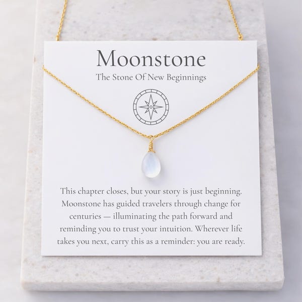 Moonstone New Beginnings Necklace, Off to College Jewelry Gift for Daughter, Moving Away Encouragement