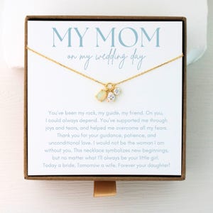 Colar para a mãe da noiva, presente para a mãe no dia do meu casamento, cartão de joias personalizado da noiva, joias de casamento de prata esterlina para a mãe da noiva