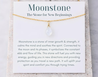 Moonstone Necklace, New Beginnings Crystal Jewelry , Strength, Fresh Start, New Chapter Gift