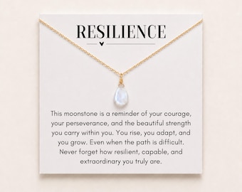 Resilience Moonstone Necklace, Strength Jewelry, Encouragement Gift for Friend, New Beginnings, Thinking of You Christmas Gift