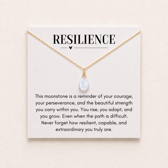 Resilience Moonstone Necklace, Strength Jewelry, Encouragement Gift for Friend, New Beginnings, Thinking of You Christmas Gift
