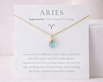 Colar de Água-marinha de Áries, Joia de Cristal com Pedra do Mês de Março, Presente de Aniversário para Amiga