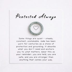 Protection Jade Ring, Stackable Gemstone Ring, Meaningful Gift for Daughter Graduation, Jade Jewelry with Message Card
