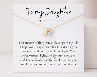To My Daughter Necklace Gift, Moonstone Jewelry for Daughter Graduation, 14K Gold or S925 Silver