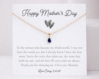 First Mother's Day Birthstone Necklace, Personalized New Mom Gift, Baby Birthstone Jewelry