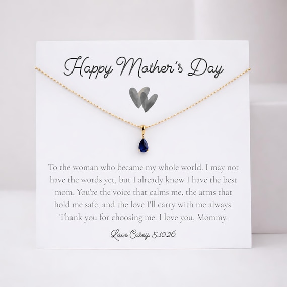 First Mother's Day Birthstone Necklace, Personalized New Mom Gift, Baby Birthstone Jewelry