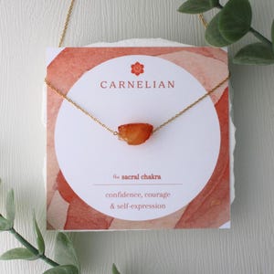 Carnelian Necklace Crystal Jewelry, Healing Crystals Sacral Chakra, Strength Gift, Rough Stone for Confidence, Courage, Motivational Gifts