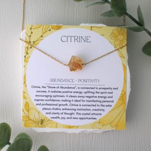 Citrine Necklace for Healing Crystal Necklace for Positivity, Personalized Gift for New Grad Abundance Spiritual Jewelry November Birthstone
