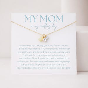 Mother of The Bride Necklace, To Mom on My Wedding Day Jewelry Gift, 14K Gold or S925 Silver