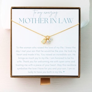 Cadeau collier de mariage belle-mère, à ma belle-mère carte-cadeau bijoux personnalisés en argent sterling belle-mère cadeau de la mariée le jour du mariage