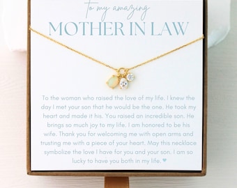 Mother In Law Wedding Necklace Gift, To My Mother In Law Personalized Jewelry Card Sterling Silver Mom In Law Gift from Bride on Wedding Day