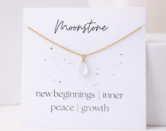 Moonstone Necklace, New Beginnings Inner Peace Growth, Gemstone Jewelry Gift