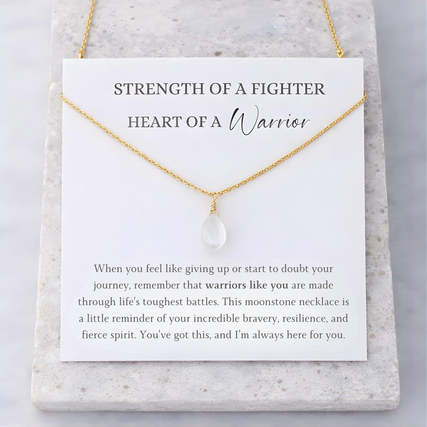 Warrior Moonstone Strength Necklace on white background