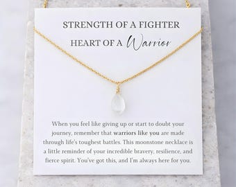 Warrior Moonstone Necklace, Strength of a Fighter Jewelry, Encouragement Gift
