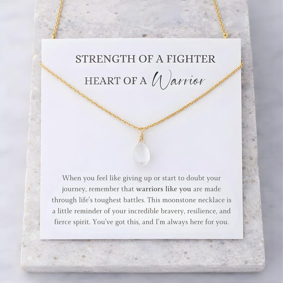 Warrior Moonstone Necklace, Strength of a Fighter Jewelry, Encouragement Gift
