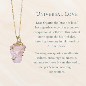 Large Healing Crystal Necklace, Raw Stone Pendant, Wire Wrapped Natural Crystal Jewelry Rose Quartz