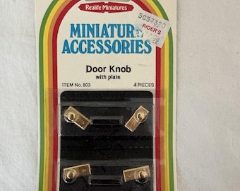 Vintage Dollhouse Door Knobs With Plates Realife Miniatures 4 Pieces #803