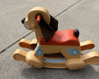 Fisher Price Rocking Puppy Dog Ride On Toy Vintage 1983 With Working Bell & Tail