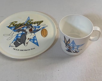 Bugs Bunny 1996 Chilton Toys Taza Plato Juego de imitación Vintage Hecho en EE. UU.