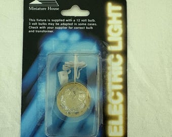 Dollhouse Electric Light Ceiling Light Clear Gold Rim Miniature House 12 V NEW