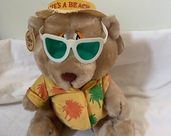 Oso de peluche con camisa hawaiana de Russ Luv Pets de 23 cm (9 pulgadas) - Hawaii Life's a Beach - Estilo vintage