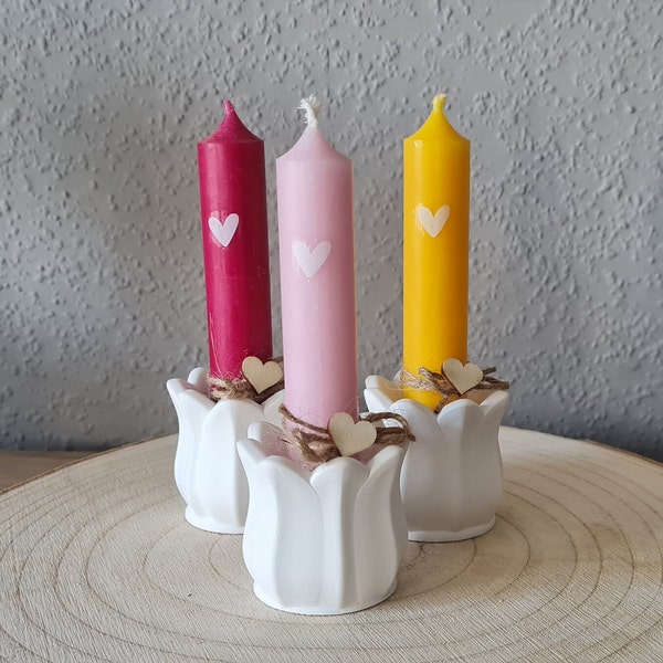 Stabkerzenhalter Tulpe mit Kerze