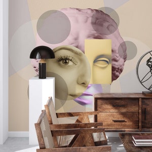 Pop Art Wandbild weibliches Gesicht | Wanddekoration | Haus-Renovierung | Wandkunst | Schälen und kleben oder nicht selbstklebende Vinyltapete