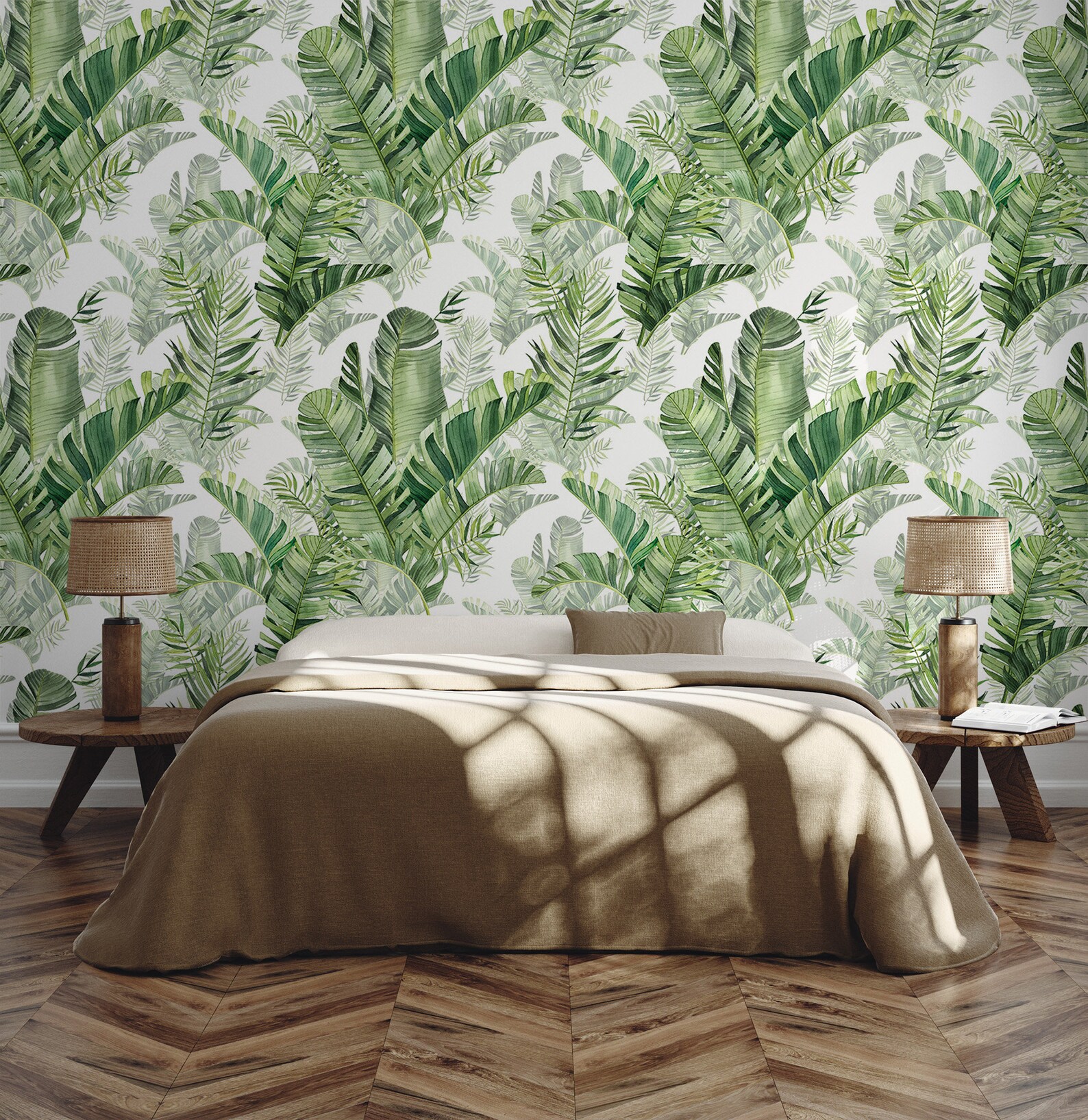 Watercolor Tropical Leaves Wallpaper | Floral Wall Decor | Home ...