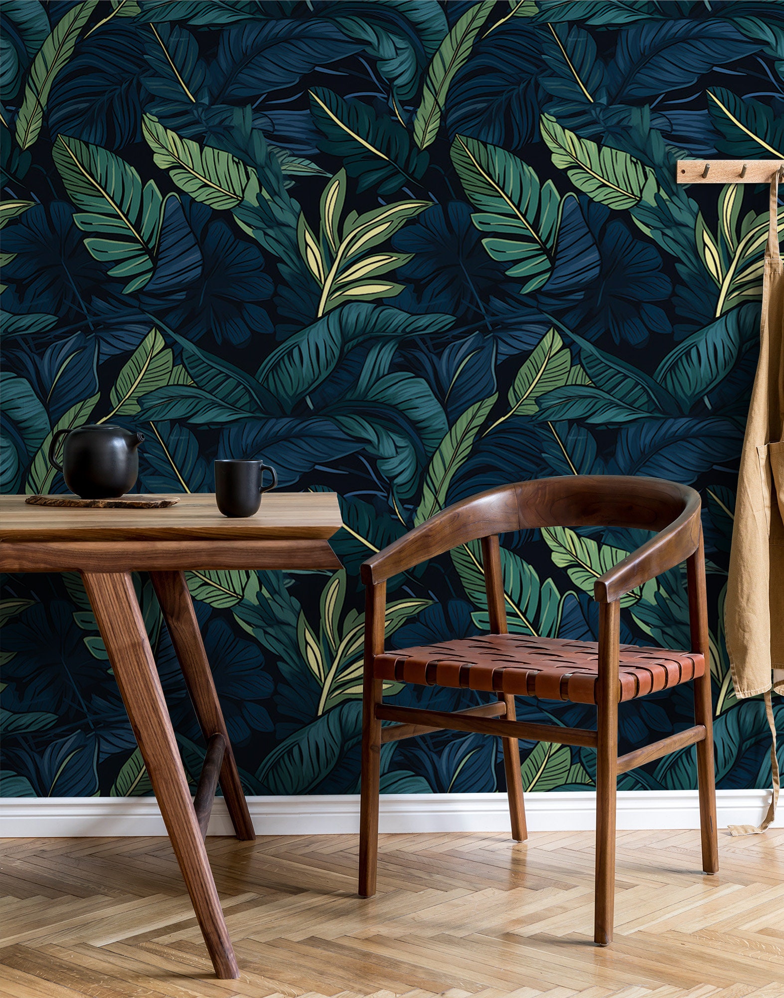 Tropical Green Leaves Wallpaper | Botanical Wall Decor | Home ...