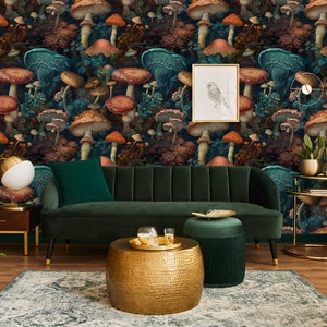 Vintage Mushroom Pattern Wallpaper | Wall Decor | Home Renovation ...
