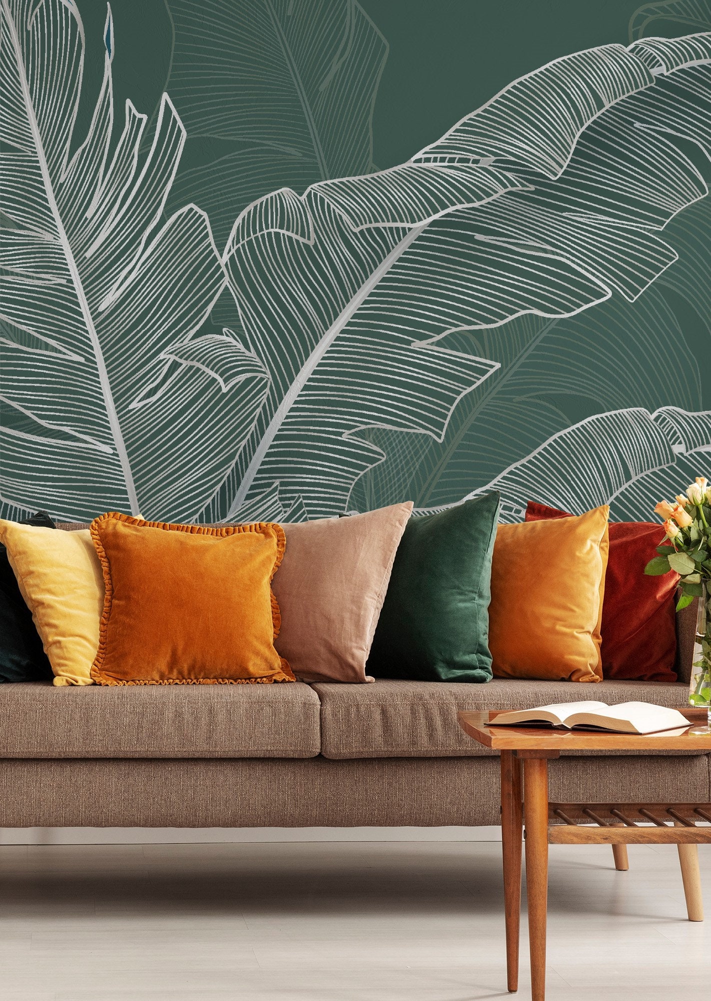 Tropical Wallpaper With Palm Leaves | Botanical Wall Decor | Home ...