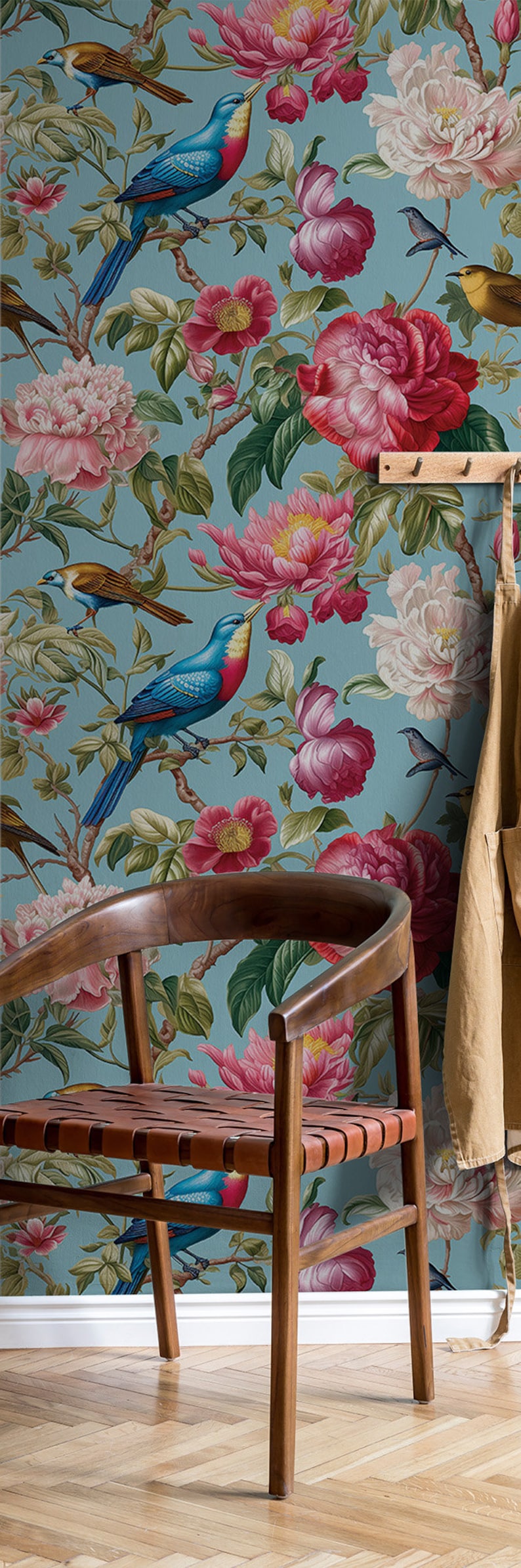 Buy Wallpaper With Exotic Flowers & Birds Floral Wall Decor Home