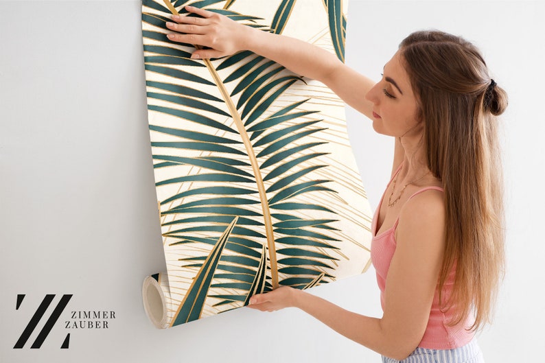Luxuriöse tropische Tapete mit Blättern Blumenwanddekor Haus-Renovierung Wandkunst Schälen und kleben oder nicht selbstklebende Vinyltapete Bild 4