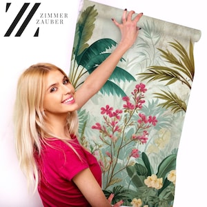 Tropische Landschaftstapete mit Palmenblättern Wanddekoration Haus-Renovierung Wandkunst Schälen und kleben oder nicht selbstklebende Vinyltapete Bild 2